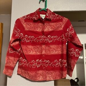 Wrangler Red Horses Pearl Button Down Shirt youth LARGE